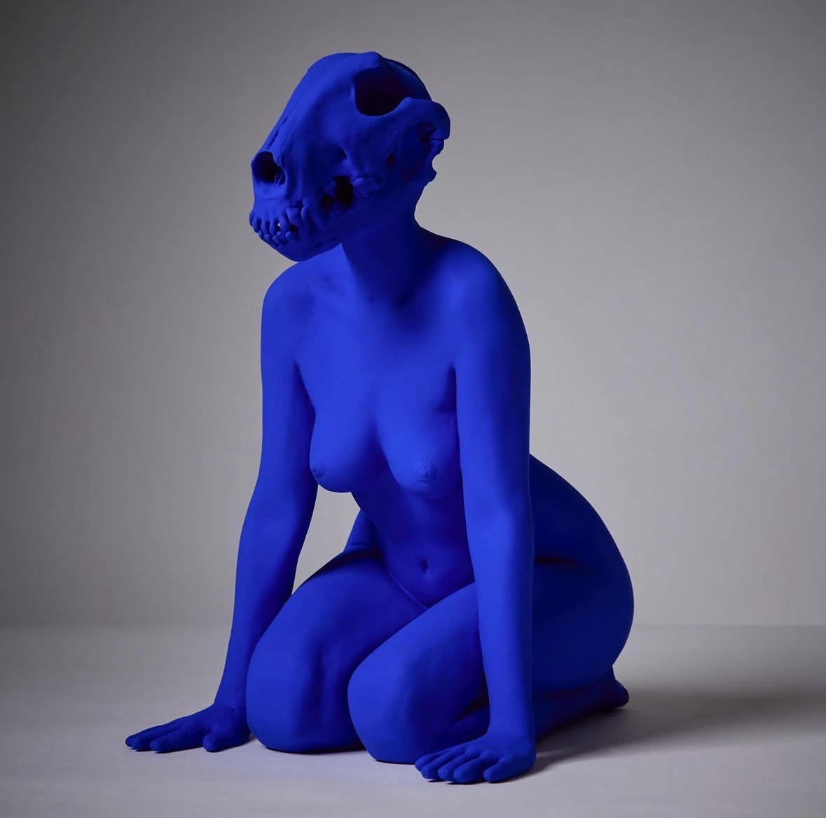 Man’s Best Friend in Yves Klein blue patina, front three-quarter view