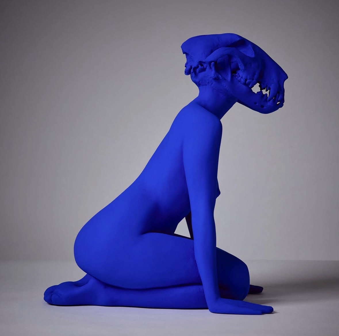 Man’s Best Friend in Yves Klein blue patina, right profile
